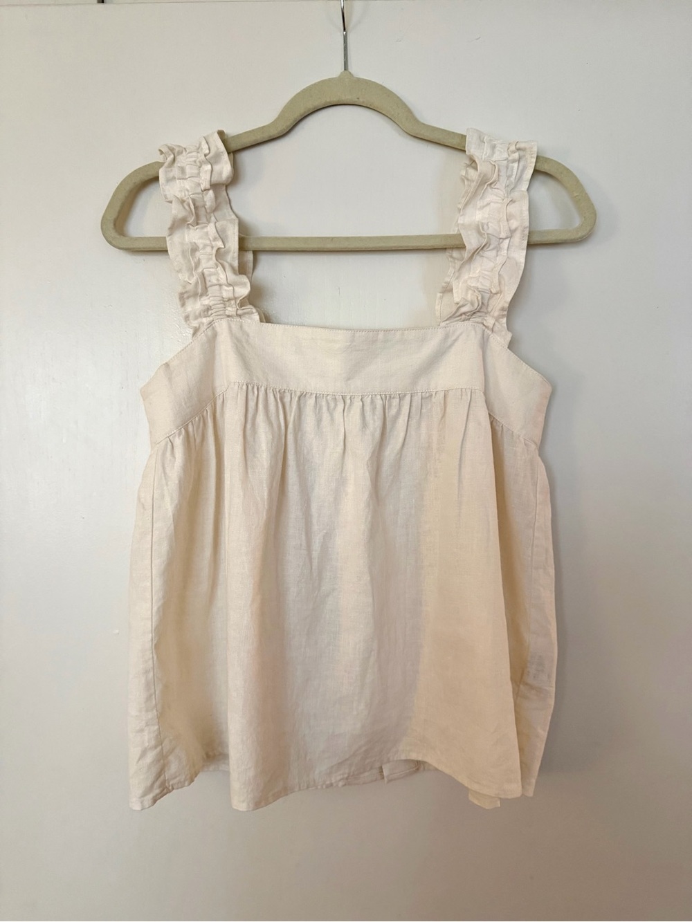 Charlie Holiday - Cream Baby Doll Top Ruffle Button Back